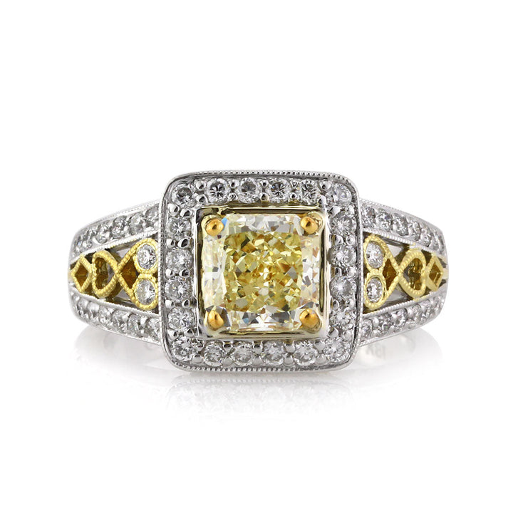 2.27ct Fancy Light Yellow Radiant Cut Lab Diamond Engagement Ring