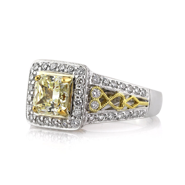 2.27ct Fancy Light Yellow Radiant Cut Lab Diamond Engagement Ring