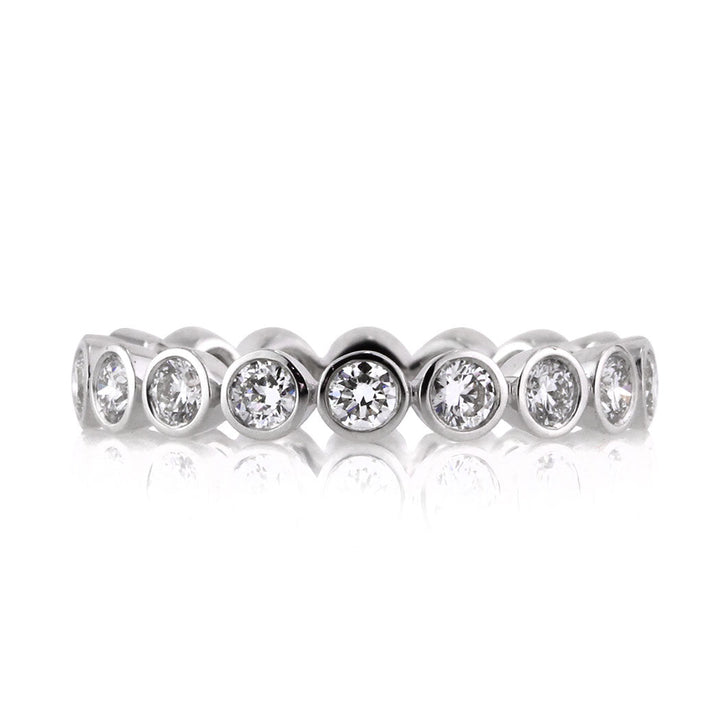 1.20ct Round Brilliant Cut Lab Diamond Bezel Set Eternity Band in 18k White Gold