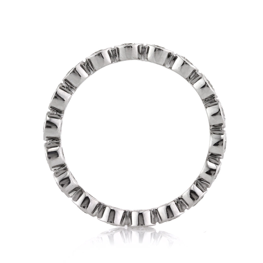 1.20ct Round Brilliant Cut Lab Diamond Bezel Set Eternity Band in 18k White Gold