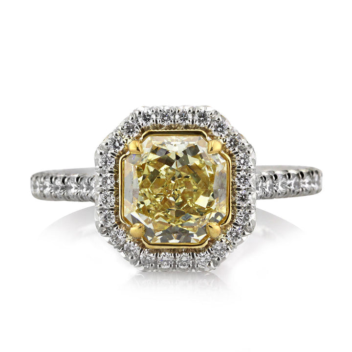 2.70ct Fancy Intense Yellow Octagonal Radiant Cut Lab Diamond Engagement Ring