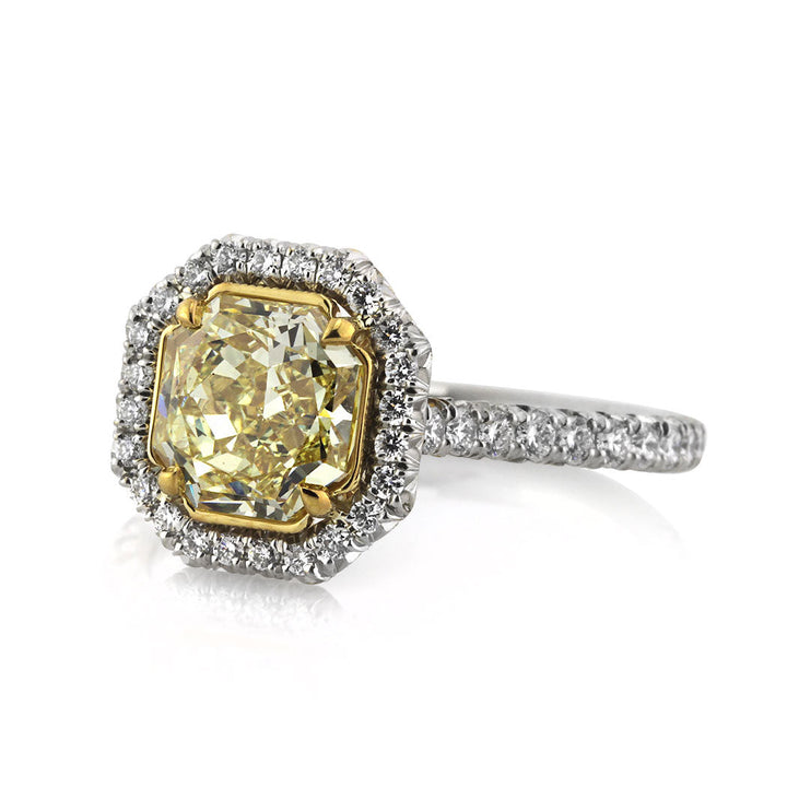 2.70ct Fancy Intense Yellow Octagonal Radiant Cut Lab Diamond Engagement Ring