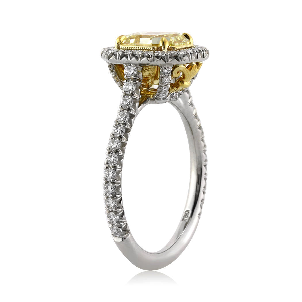 2.70ct Fancy Intense Yellow Octagonal Radiant Cut Lab Diamond Engagement Ring