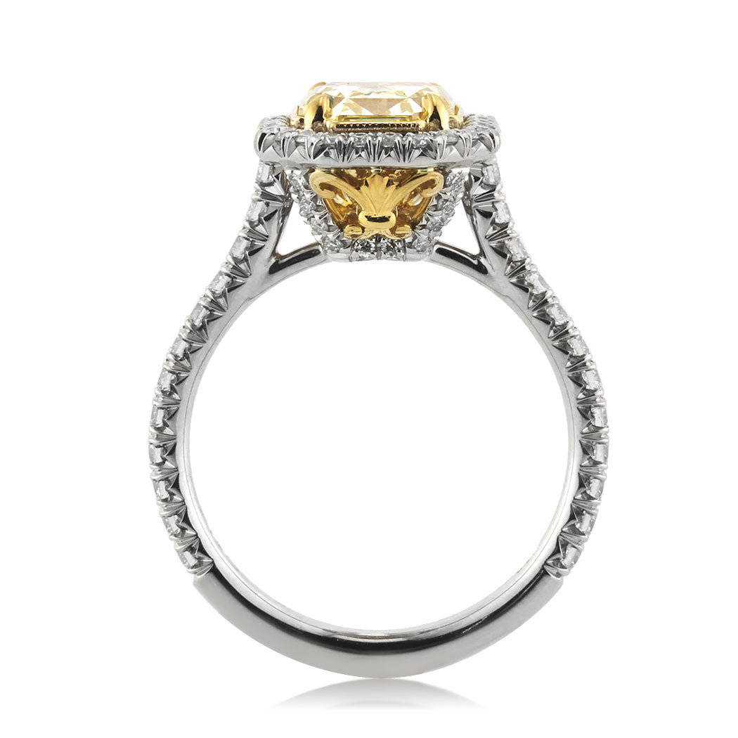 2.70ct Fancy Intense Yellow Octagonal Radiant Cut Lab Diamond Engagement Ring