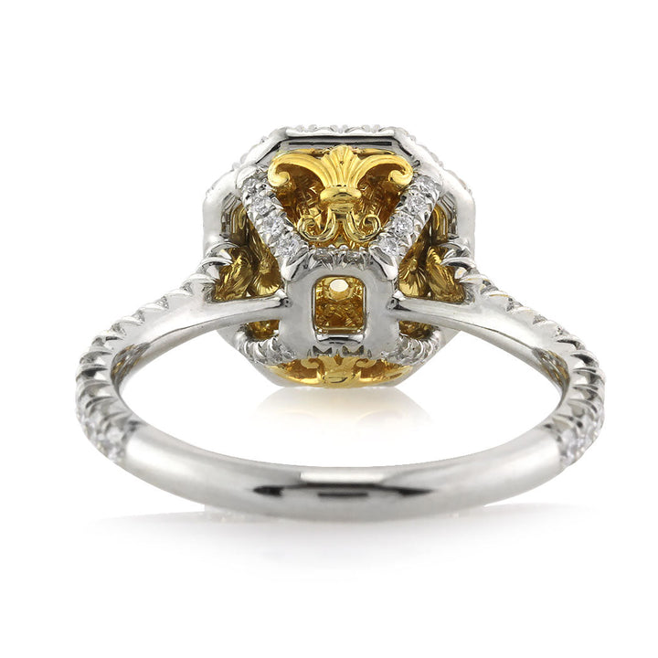 2.70ct Fancy Intense Yellow Octagonal Radiant Cut Lab Diamond Engagement Ring