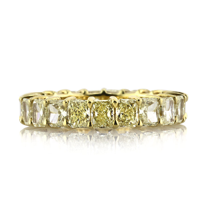 4.70ct Fancy Yellow Radiant Cut Lab Lab Diamond Eternity Band