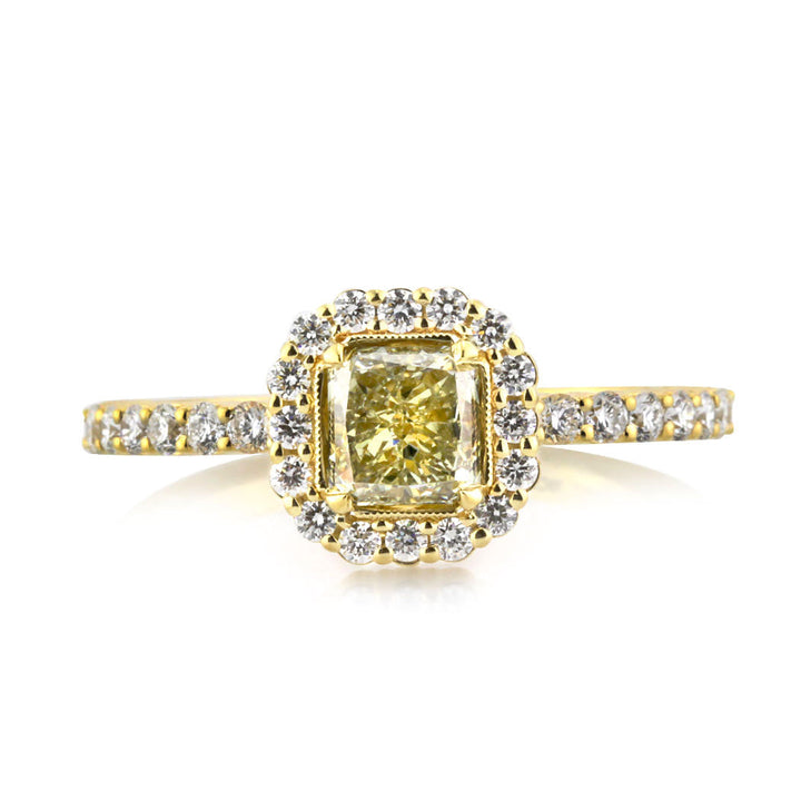 1.57ct Fancy Yellow Radiant Cut Lab Diamond Engagement Ring