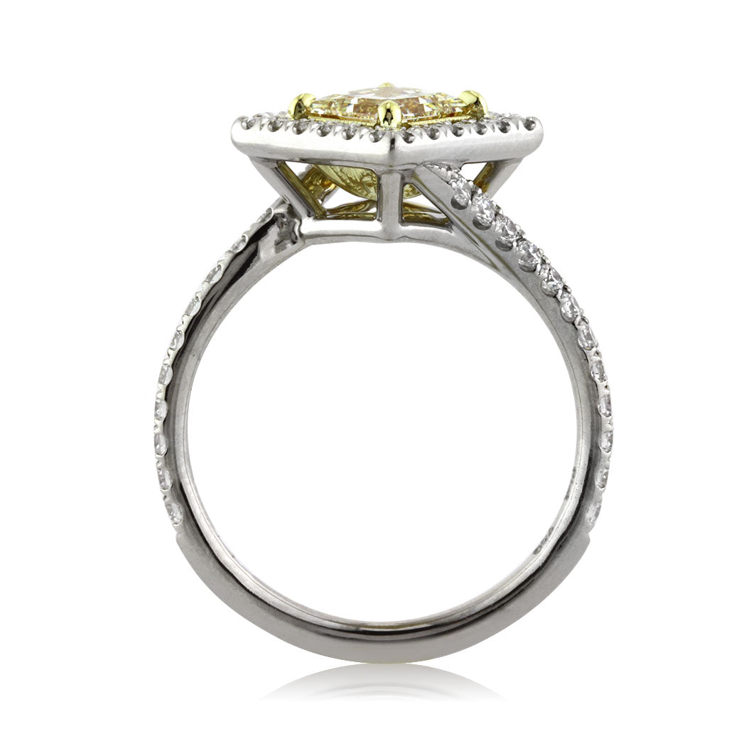 1.61ct Fancy Light Yellow Princess Cut Lab Diamond Engagement Ring