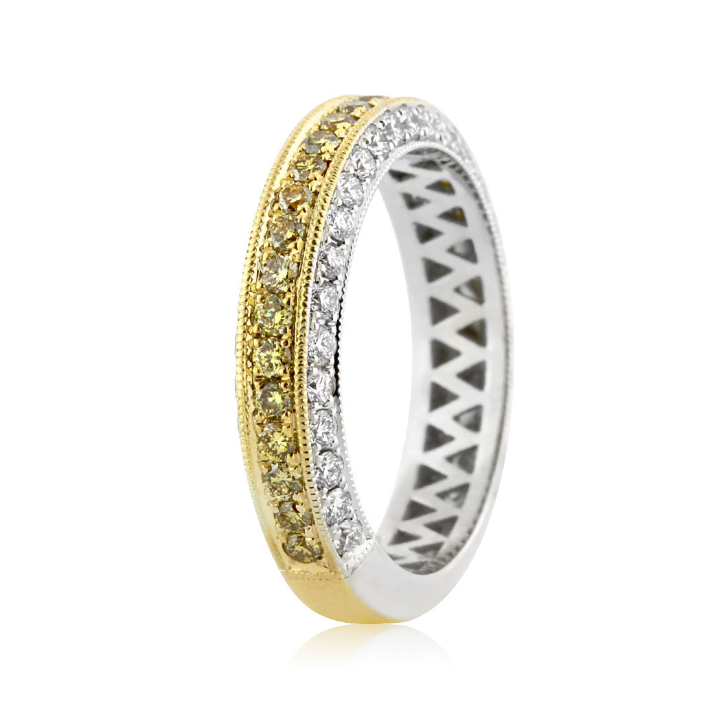 1.50ct Fancy Yellow Round Brilliant Cut Lab Lab Diamond Wedding Band