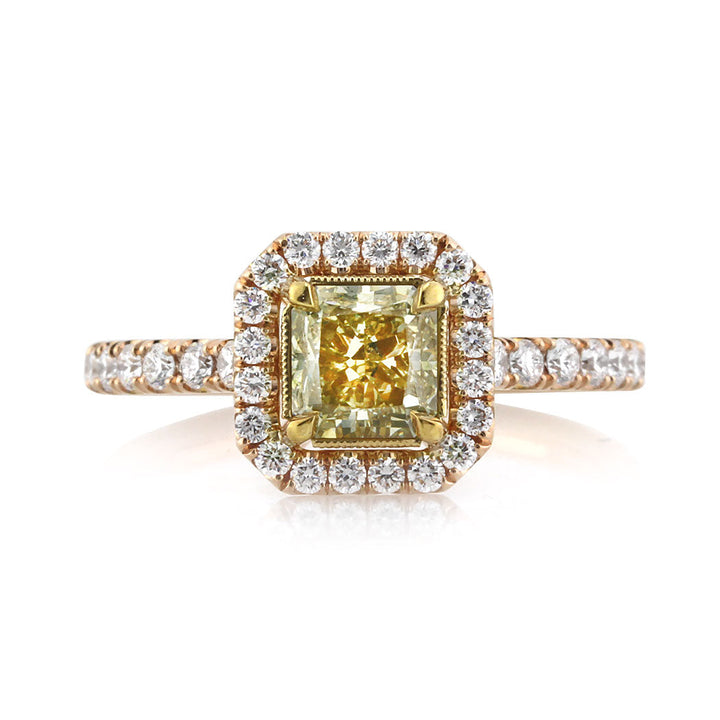 1.69ct Fancy Intense Yellow Radiant Cut Lab Diamond Engagement Ring