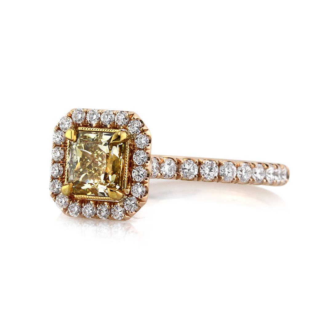 1.69ct Fancy Intense Yellow Radiant Cut Lab Diamond Engagement Ring