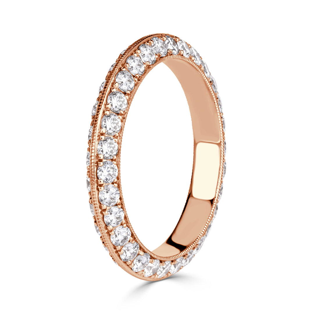 1.35ct Round Brilliant Cut Lab Diamond Knife Edge Eternity Band in 18k Rose Gold