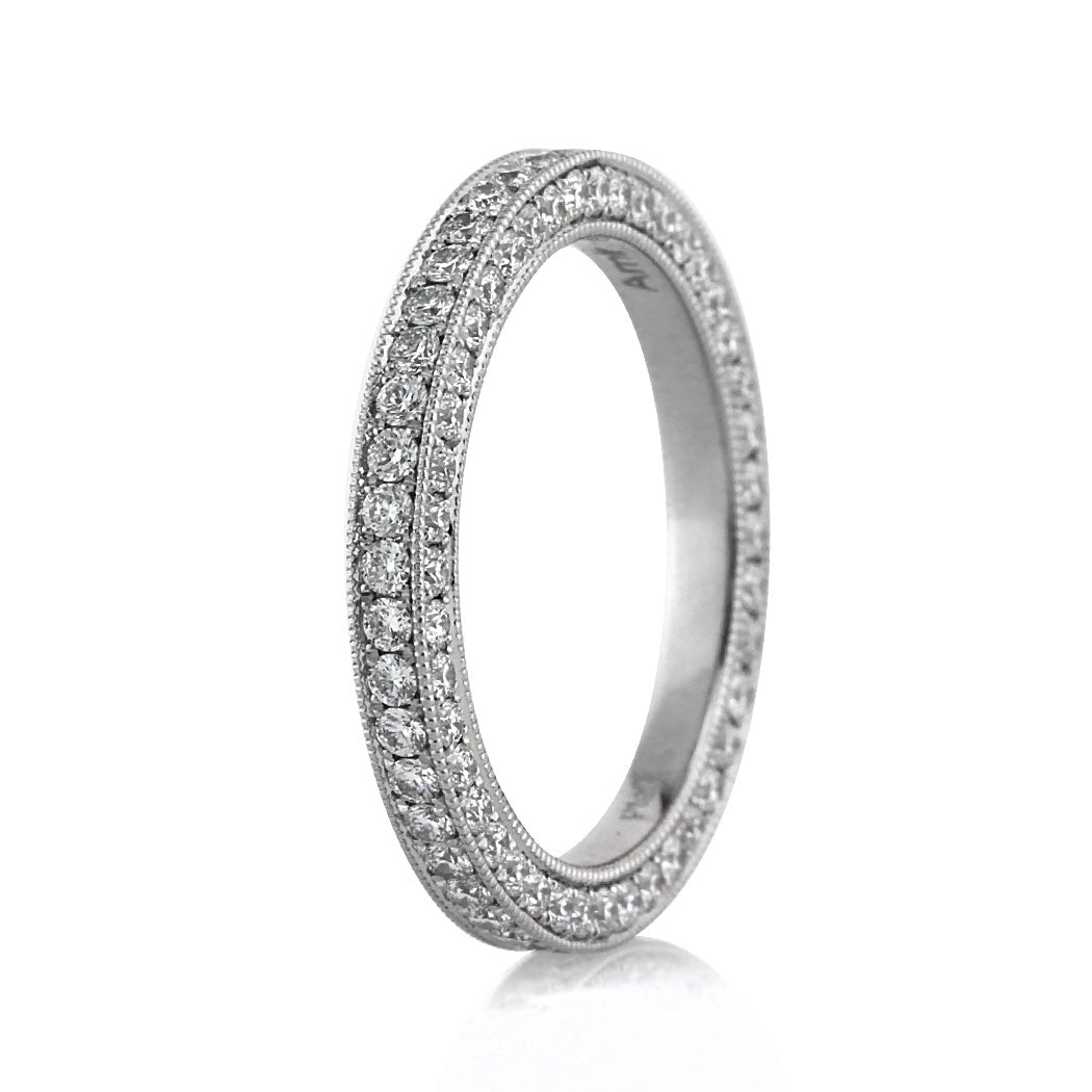 1.35ct Round Brilliant Cut Lab Diamond Three-Sided Pavé Eternity Band in Platinum