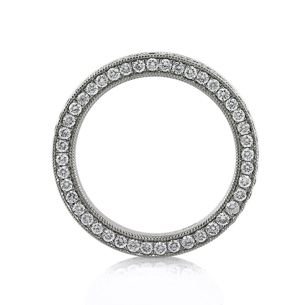 1.35ct Round Brilliant Cut Lab Diamond Three-Sided Pavé Eternity Band in Platinum