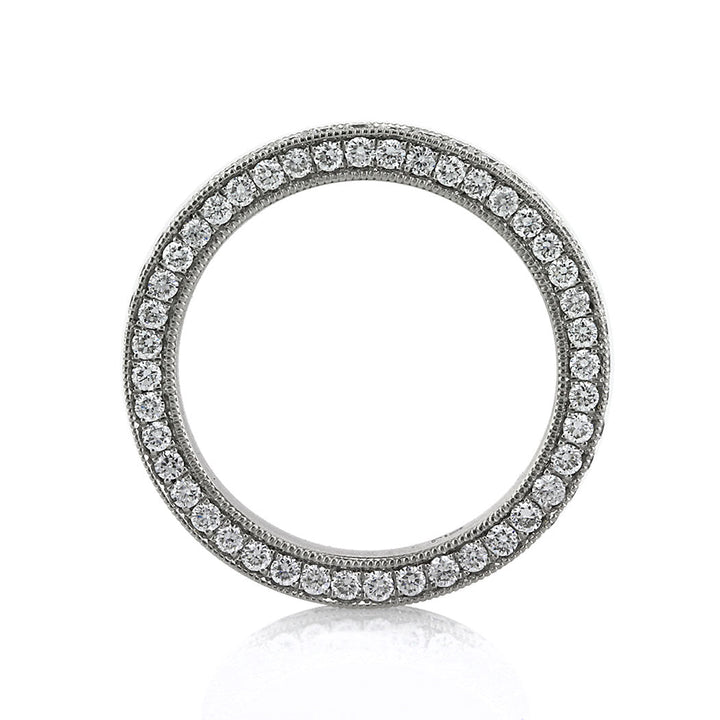 1.35ct Round Brilliant Cut Lab Diamond Three-Sided Pavé Eternity Band in 18k White Gold