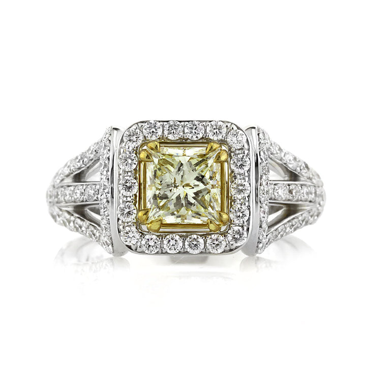 2.12ct Fancy Light Yellow Princess Cut Lab Diamond Engagement Ring