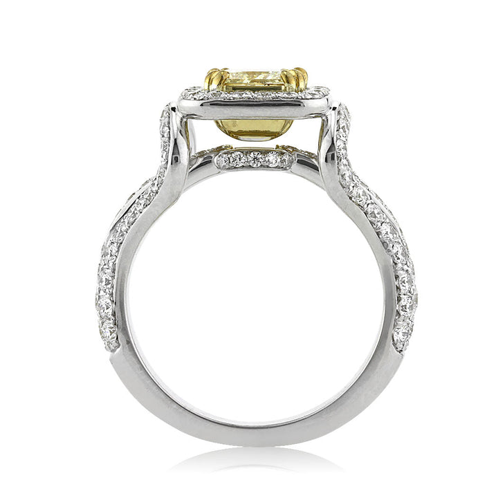 2.12ct Fancy Light Yellow Princess Cut Lab Diamond Engagement Ring