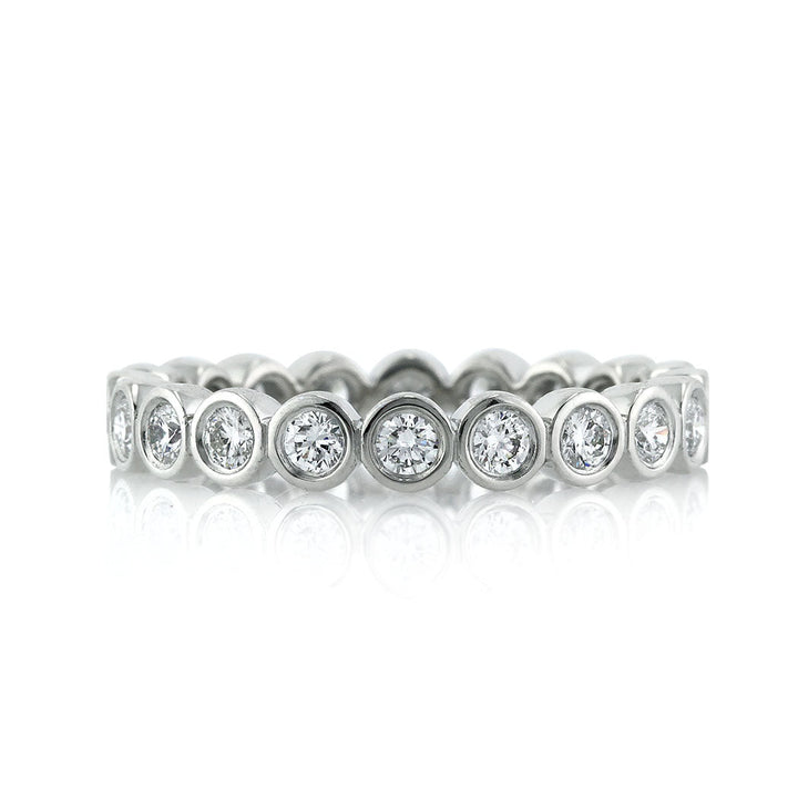 1.00ct Round Brilliant Cut Lab Diamond Bezel Eternity Band in 18k White Gold