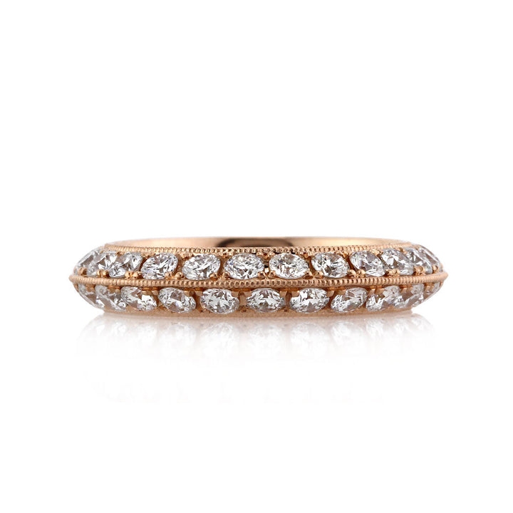 2.00ct Round Brilliant Cut Lab Diamond Knife-Edge Eternity Band in 18k Rose Gold