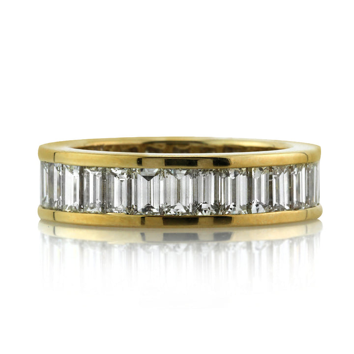 3.50ct Baguette Cut Lab Diamond Eternity Band in 18k Champagne Yellow Gold