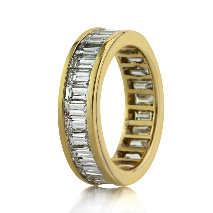 3.50ct Baguette Cut Lab Diamond Eternity Band in 18k Champagne Yellow Gold