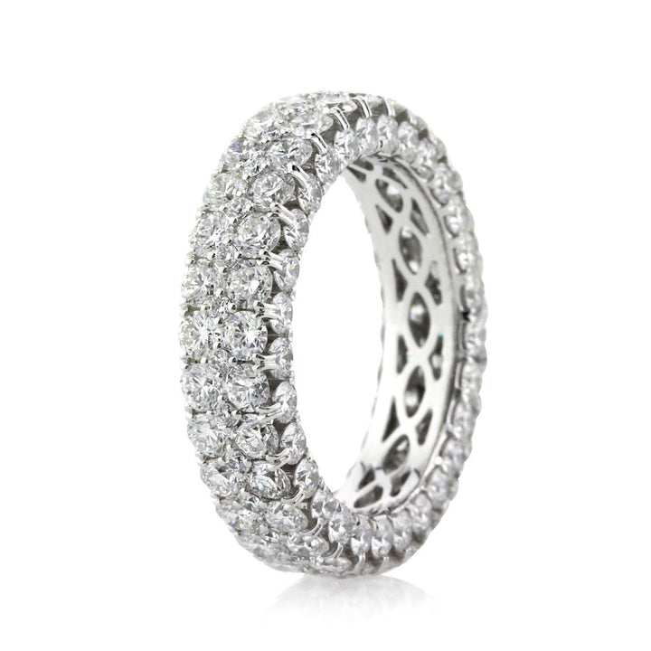 5.00ct Round Brilliant Cut Lab Diamond Three-Sided Eternity Band in 18K White Gold