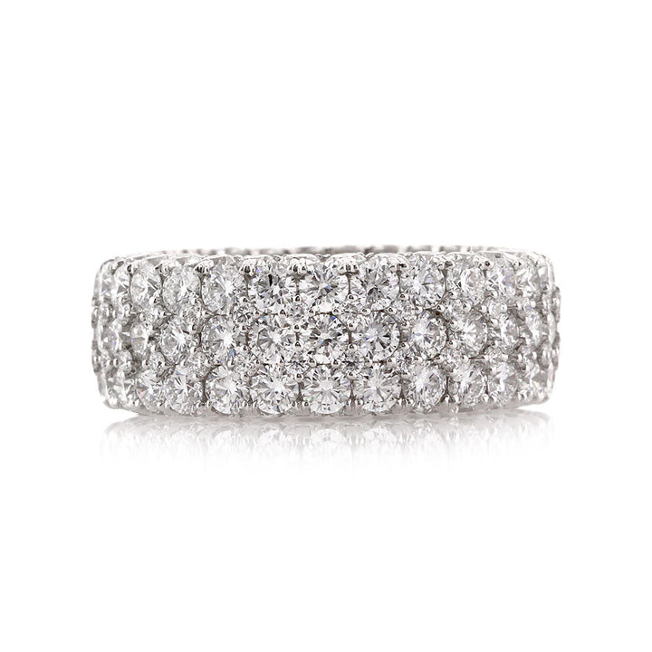 6.50ct Round Brilliant Cut Lab Diamond Three-Row Eternity Band in 18k White Gold