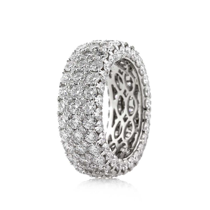 6.50ct Round Brilliant Cut Lab Diamond Three-Row Eternity Band in 18k White Gold