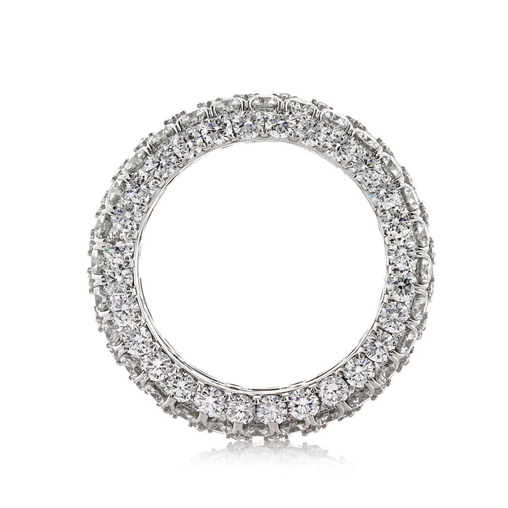 6.50ct Round Brilliant Cut Lab Diamond Three-Row Eternity Band in 18k White Gold