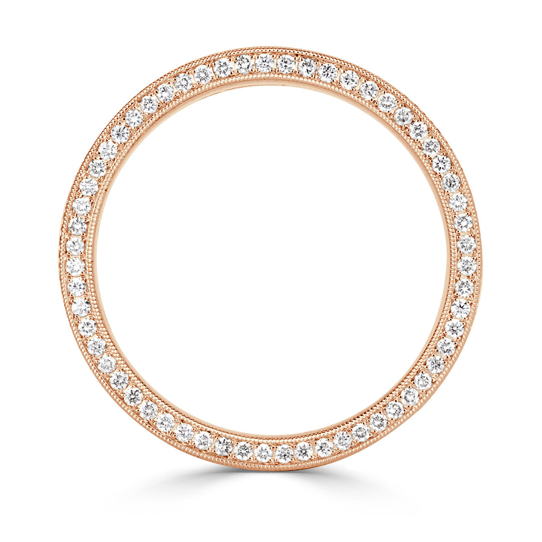 0.60ct Round Brilliant Cut Lab Diamond Men's Engraved Wedding Band in Rose Gold