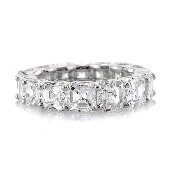 5.00ct Asscher Cut Lab Diamond Eternity Band in 18k White Gold