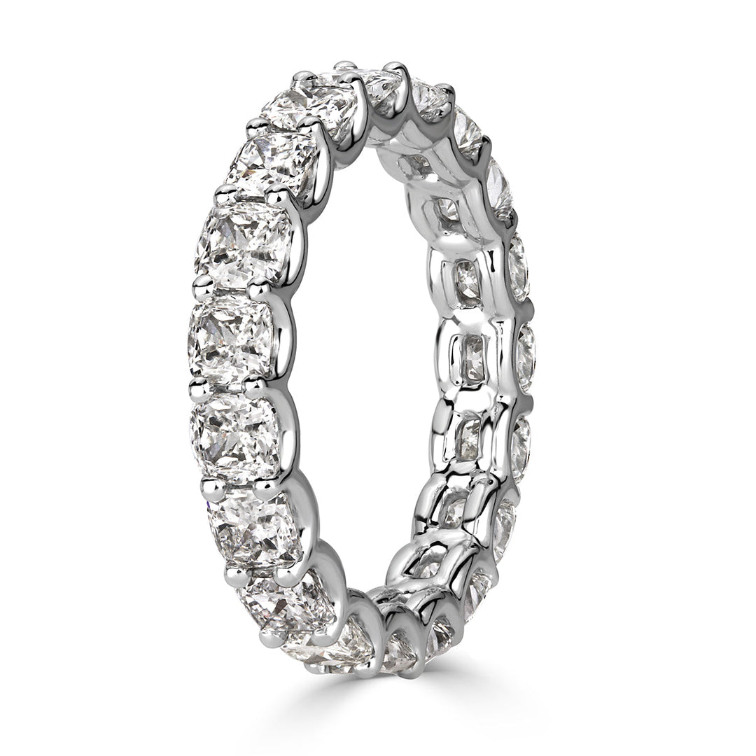 3.40ct Cushion Cut Lab Diamond Eternity Band in Platinum