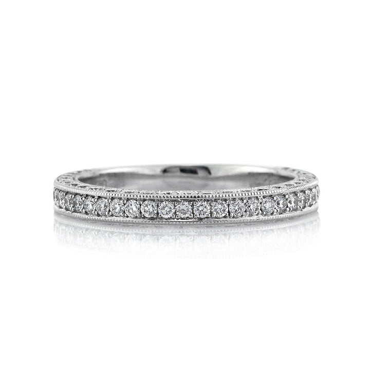 1.00ct Round Brilliant Cut Lab Diamond Three-Sided Pavé Band in 18k White Gold