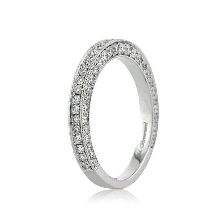 1.00ct Round Brilliant Cut Lab Diamond Three-Sided Pavé Band in 18k White Gold