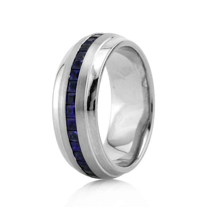 Men's 2.10ct Sapphire Wedding Band in Platinum