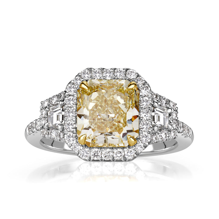 3.46ct Fancy Yellow Radiant Cut Lab Diamond Engagement Ring