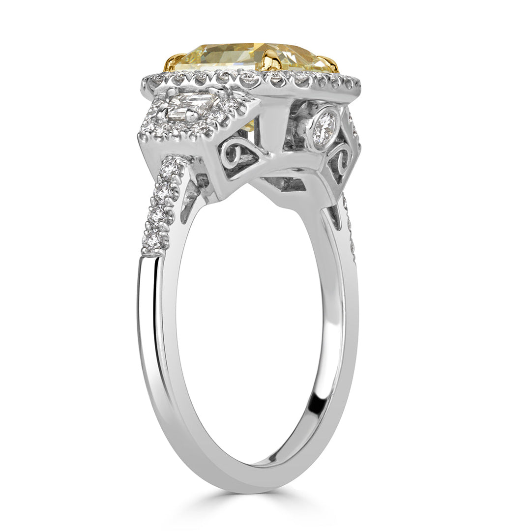 3.46ct Fancy Yellow Radiant Cut Lab Diamond Engagement Ring