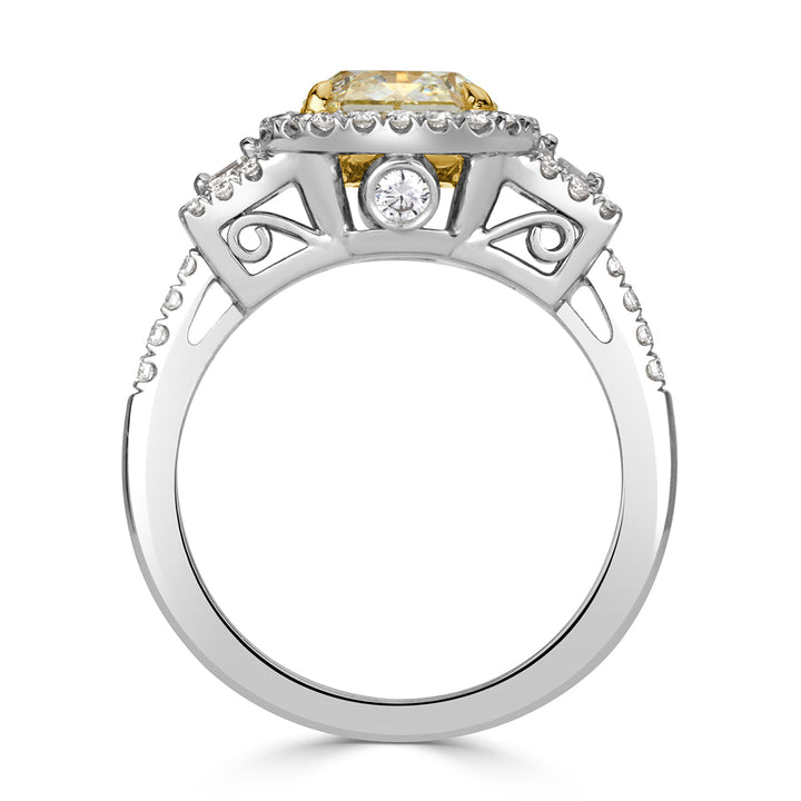 3.46ct Fancy Yellow Radiant Cut Lab Diamond Engagement Ring