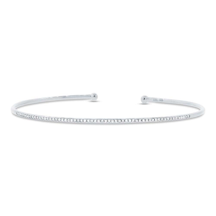 0.17ct Round Brilliant Cut Flexible Lab Diamond Cuff Bracelet in 14K White Gold