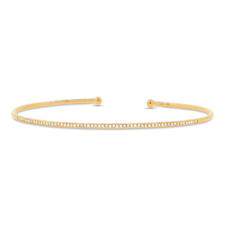 0.17ct Round Brilliant Cut Flexible Lab Diamond Cuff Bracelet in 14k Yellow Gold