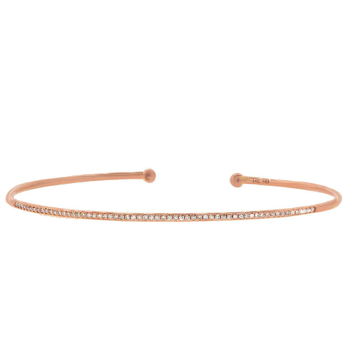 0.17ct Round Brilliant Cut Flexible Lab Diamond Cuff Bracelet in 14K Rose Gold