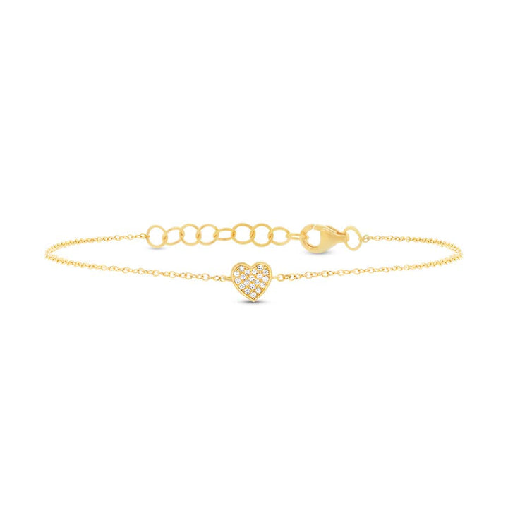 0.10ct Round Brilliant Cut Lab Diamond Heart Bracelet in 18K Yellow Gold