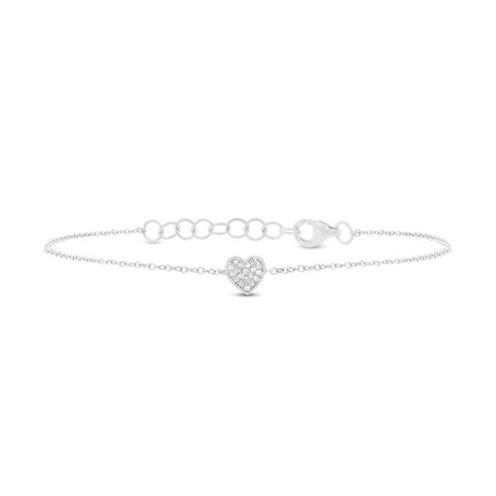 0.10ct Round Brilliant Cut Lab Diamond Heart Bracelet in 18K White Gold