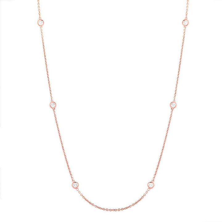 0.28ct Round Brilliant Cut Lab Diamonds by the Yard Necklace in 14k Rose Gold