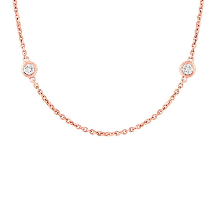 0.28ct Round Brilliant Cut Lab Diamonds by the Yard Necklace in 14k Rose Gold