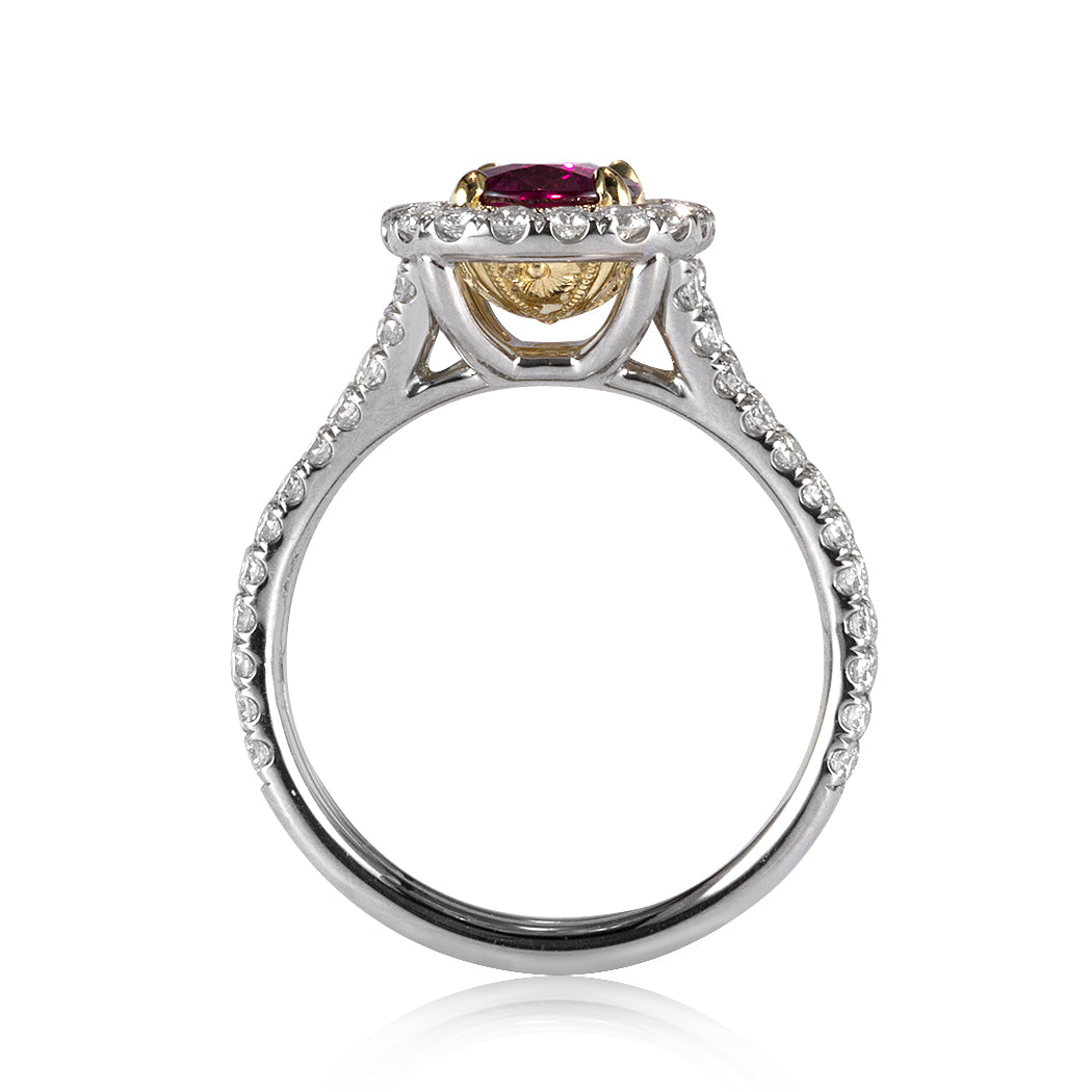 2.91ct Cushion Cut Ruby and Lab Diamond Ring