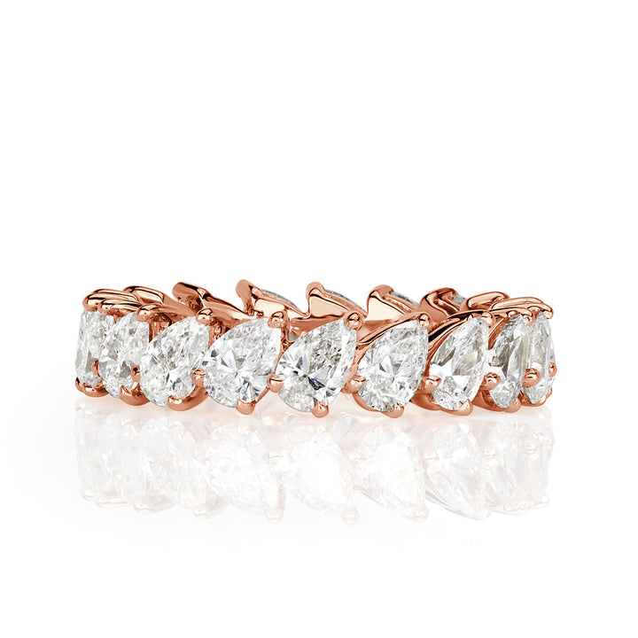 3.65ct Pear Shaped Lab Diamond Eternity Band in 18k Rose Gold