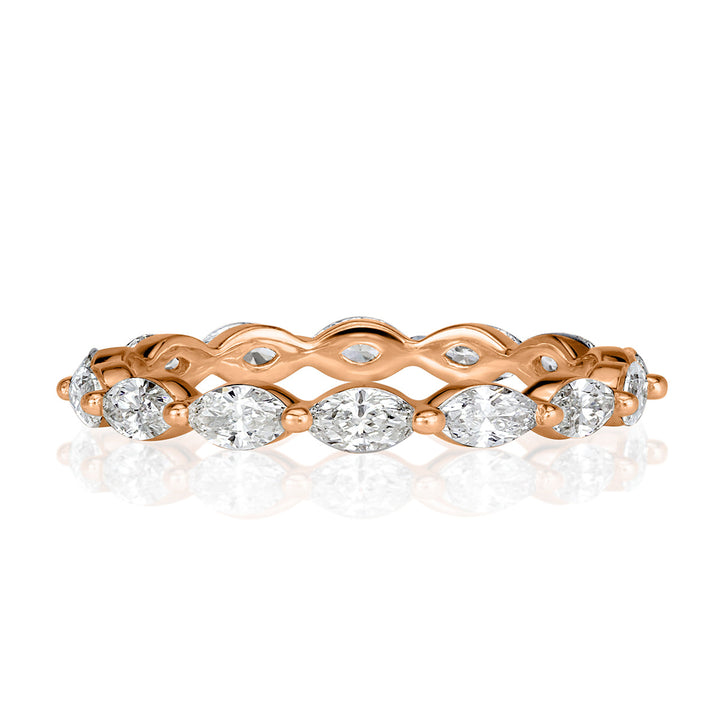 1.00ct Marquise Cut Lab Diamond Eternity Band in 18k Rose Gold