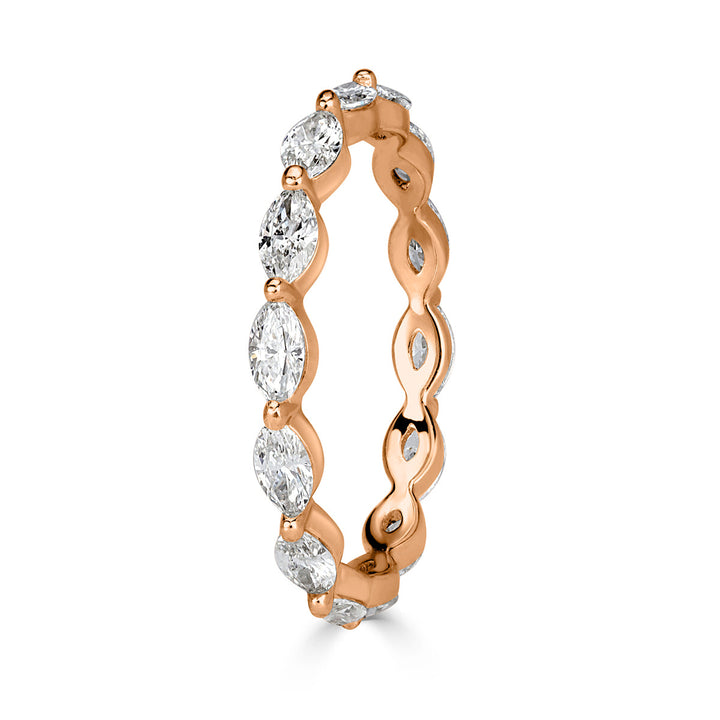 1.00ct Marquise Cut Lab Diamond Eternity Band in 18k Rose Gold