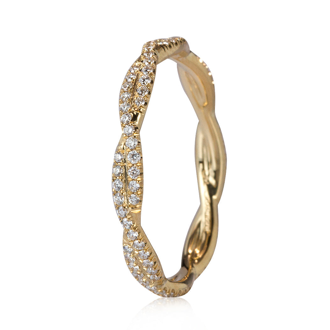 0.35ct Round Brilliant Cut Lab Diamond Twist Eternity Band in 18k Yellow Gold